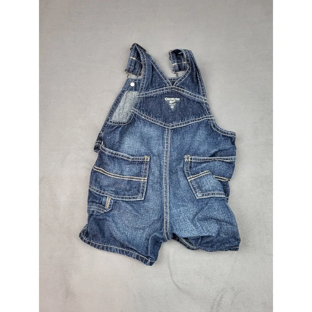 OshKosh B'gosh Baby‎ Boy Denim Overalls 18M Classic Blue Bibs Farmer Lightweight - Picture 3 of 6